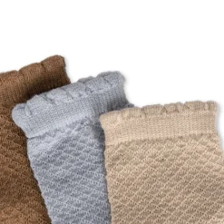 Konges Sløjd 3 Pak Pointelle Sokker - Tigers Eye/Sand/Pearl Blue*Born Sokker & Undertøj
