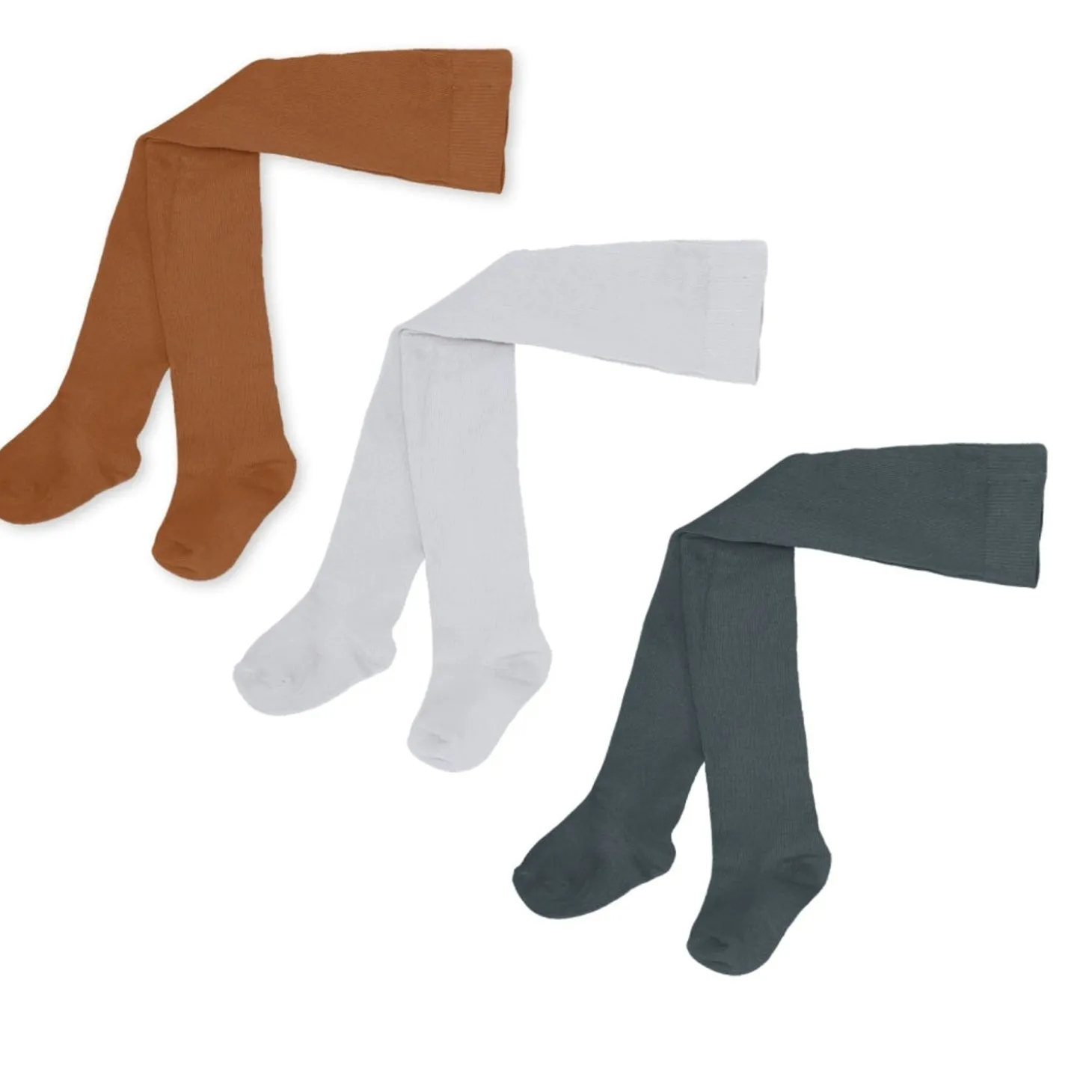 Konges Sløjd 3 Pak Rib Strompebukser - Leather/Pearl/Magnet*Born Sokker & Undertøj