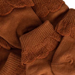 Konges Sløjd 3 Pak Sokker Med Flaeser - Leather Brown*Born Sokker & Undertøj