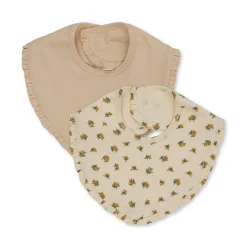 Konges Sløjd Basic 2-Pak Hagesmaek Med Flaeser - Peonia Limone/Brazilian Sand*Born Savlesmaekke