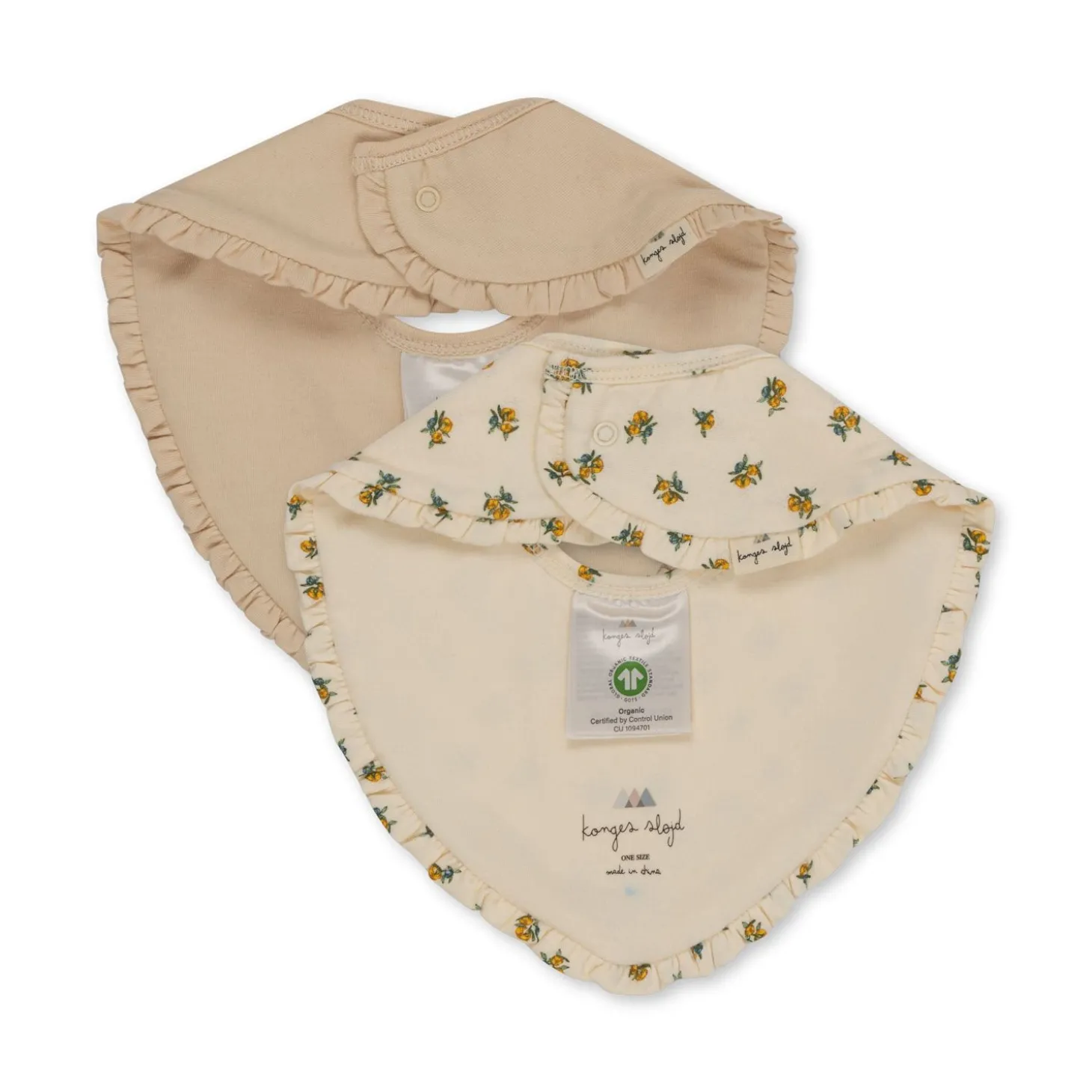 Konges Sløjd Basic 2-Pak Hagesmaek Med Flaeser - Peonia Limone/Brazilian Sand*Born Savlesmaekke