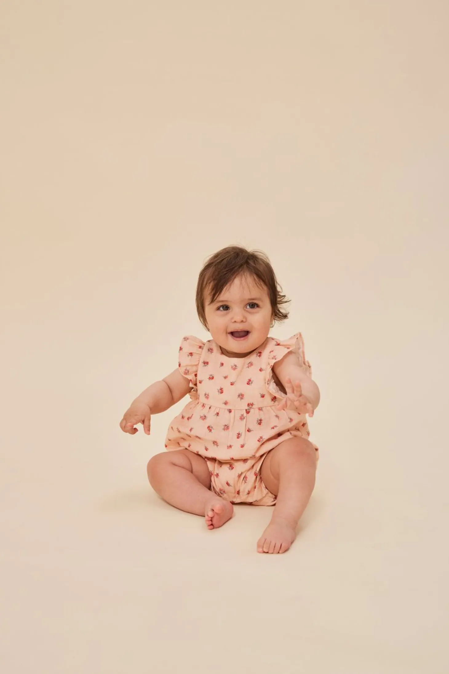 Konges Sløjd Coco Romper Med Flaeser - Peonia Pink*Born Heldragter
