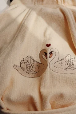 Konges Sløjd Frottebadekabe Med Broderi - Swan* Håndklæder & Badekåber
