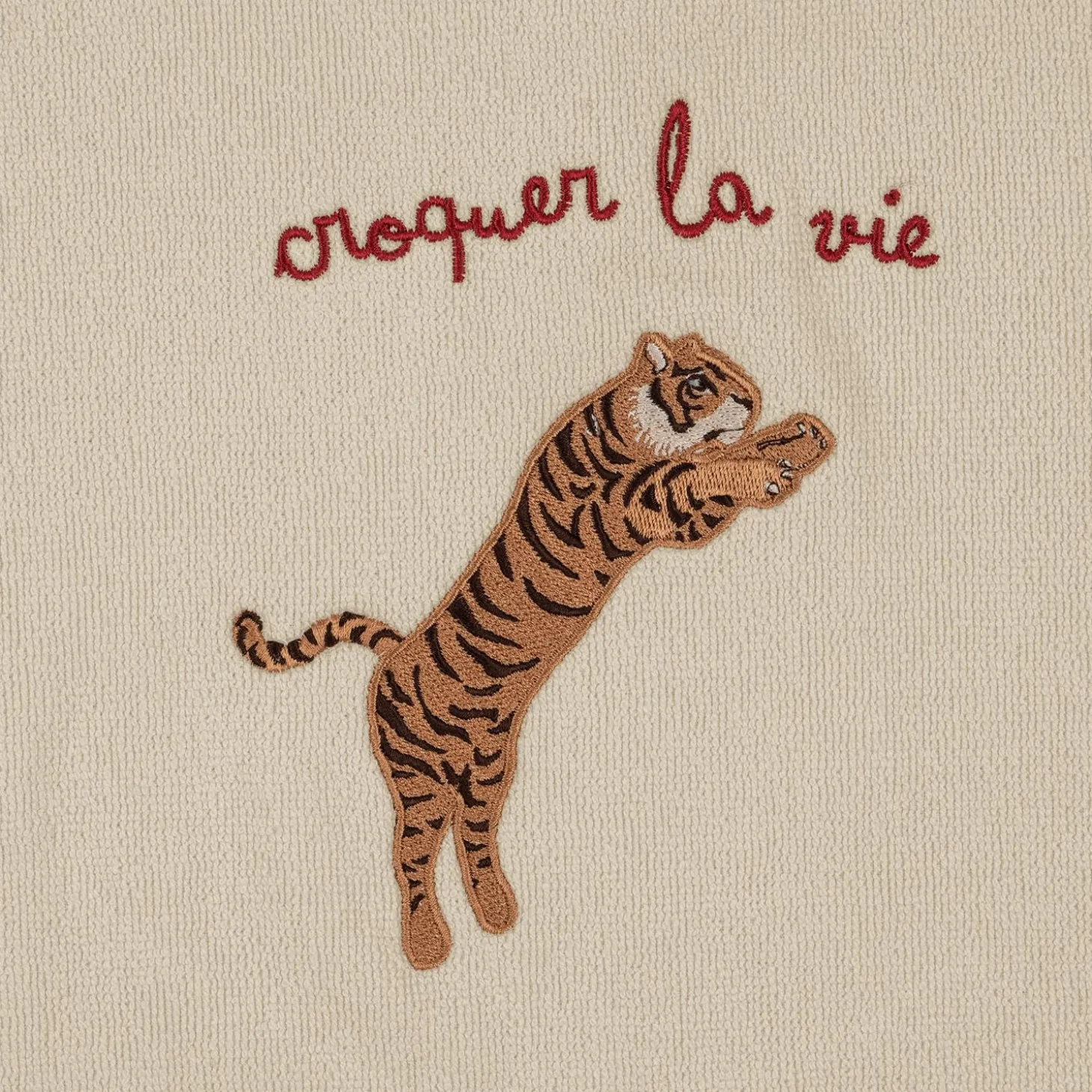 Konges Sløjd Frotteponcho Med Broderi - Tiger* Håndklæder & Badekåber