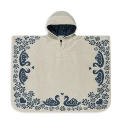 Konges Sløjd Frotteponcho Med Jacquardmonster - Swan* Håndklæder & Badekåber