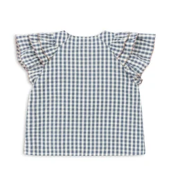 Konges Sløjd Kim Ss Skjorte Med Flaeser - Captains Blue Check*Born Overdele