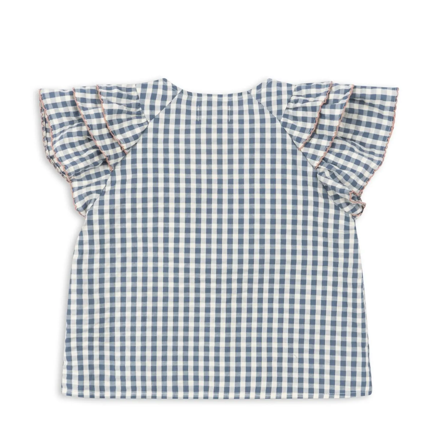 Konges Sløjd Kim Ss Skjorte Med Flaeser - Captains Blue Check*Born Overdele