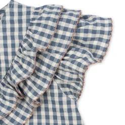 Konges Sløjd Kim Ss Skjorte Med Flaeser - Captains Blue Check*Born Overdele
