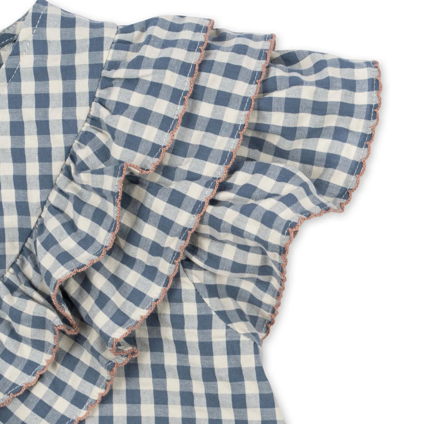 Konges Sløjd Kim Ss Skjorte Med Flaeser - Captains Blue Check*Born Overdele