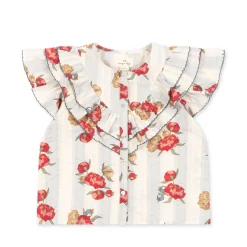 Konges Sløjd Kim Ss Skjorte Med Flaeser - Peony Stripe*Born Overdele