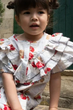 Konges Sløjd Kim Ss Skjorte Med Flaeser - Peony Stripe*Born Overdele