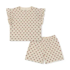 Konges Sløjd Lin Saet Med Flaeser - Cherry Motif*Born Overdele