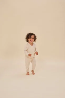 Konges Sløjd Minu Striksaet Med Hulmonster Gots - White Swan*Born Cardigans