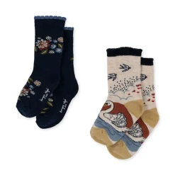 Konges Sløjd 2-Pak Flower Sokker Med Jacquardmonster - Flower*Born Sokker & Undertøj