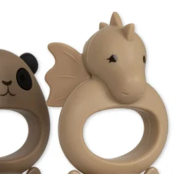 Konges Sløjd 2-Pak Maddispenser Til Frugt Drage Og Panda - Warm Clay/Shitake* Bideringe