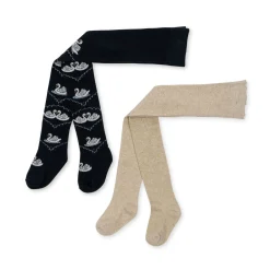Konges Sløjd 2-Pak Svane Strompebukser Med Jacquardmonster - Navy/Off White*Born Sokker & Undertøj